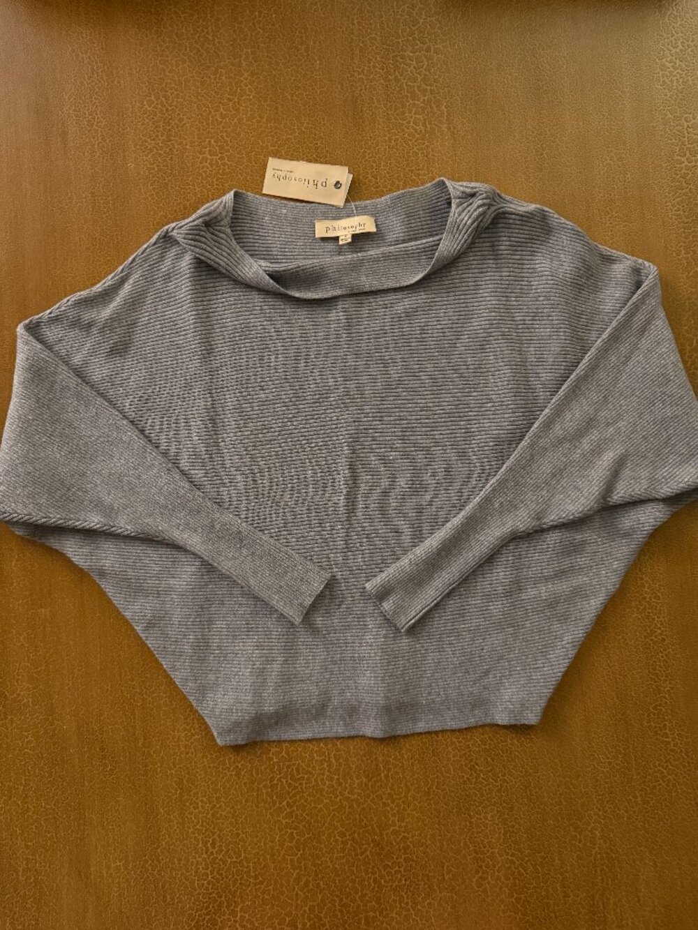 NWT Philosophy Republic Company Grey Ribbed Sweater - Size Small